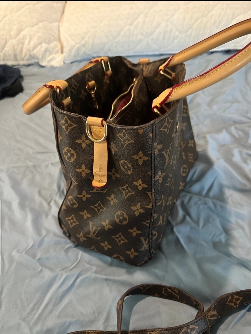 Lv. Monogram Canvas Satchel with Tan Handle - Picture 2 of 6